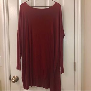 Burgundy drop shoulder dress